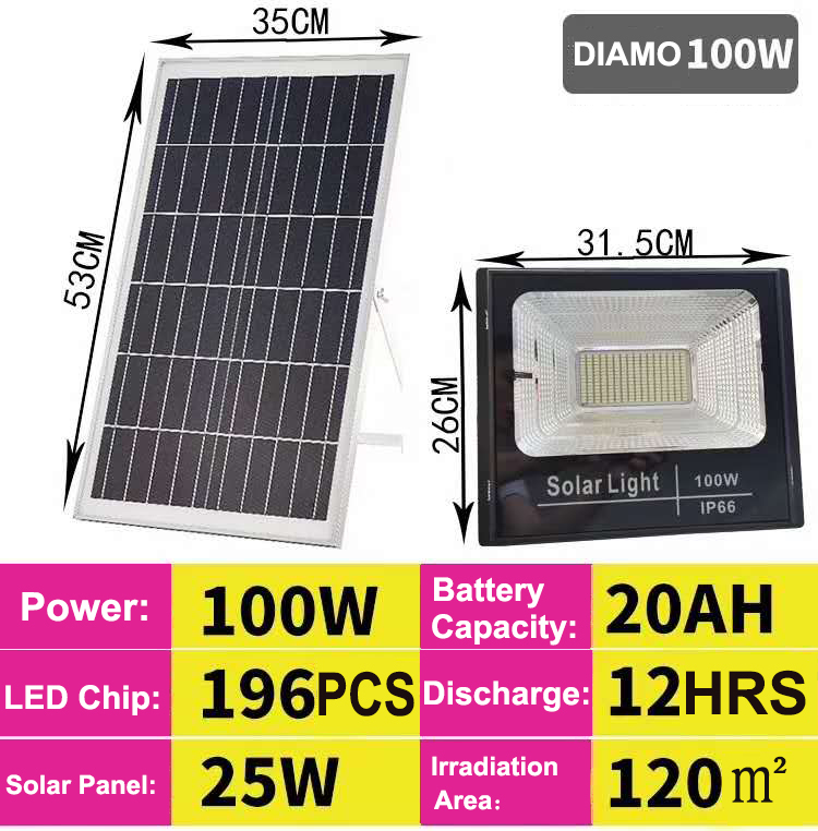80C Working Temperature 30W 60W 100W 150W 200W 300W Solar LED Lamp for Outdoor Playground