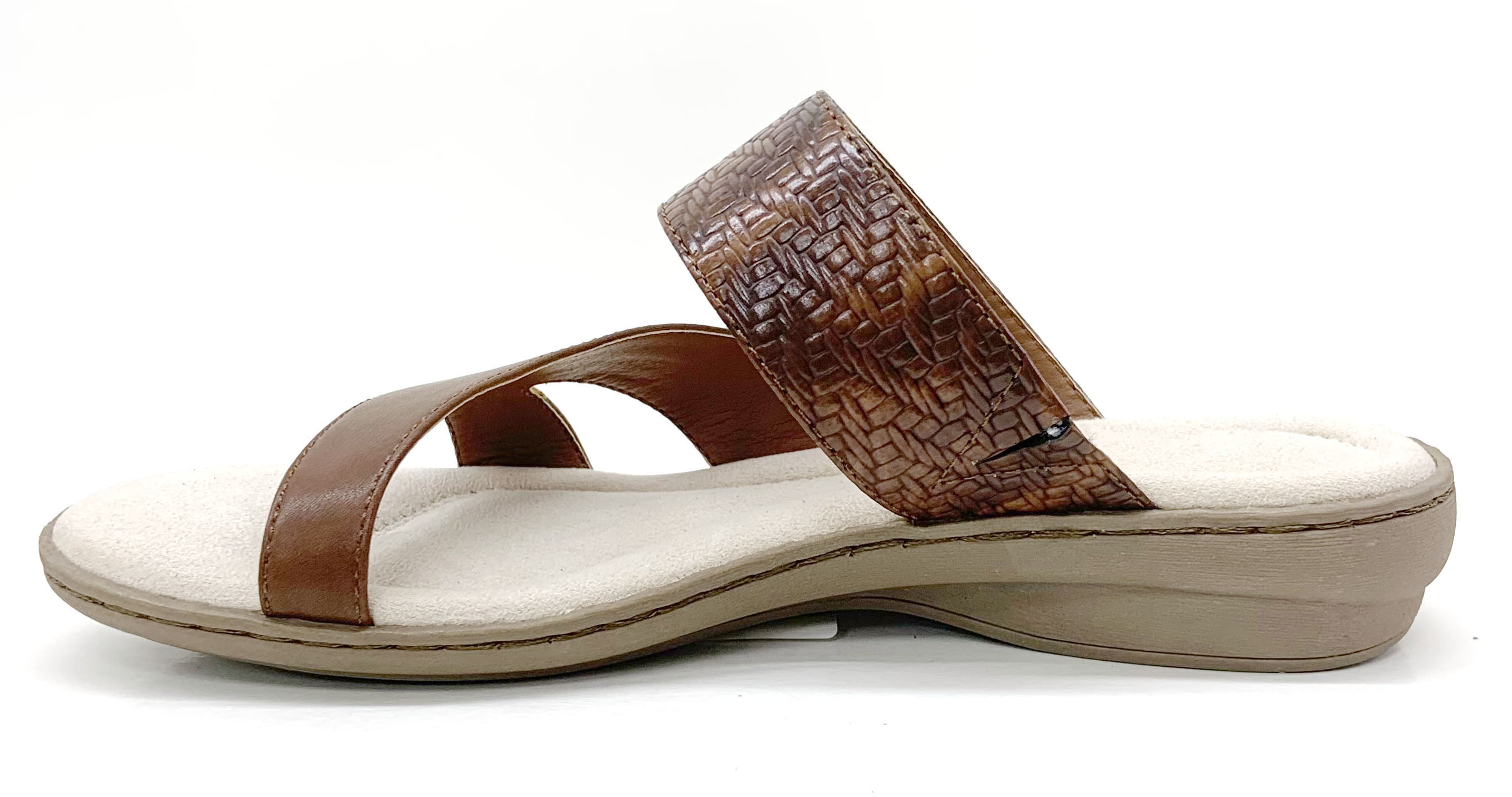 Stylish Womens Flat Sandals With Leather Upper Material Rubber Sole