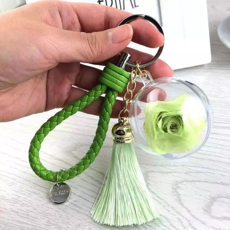 Christmas Tree Decoration Acrylic Ball Preserved Rose Key Ring