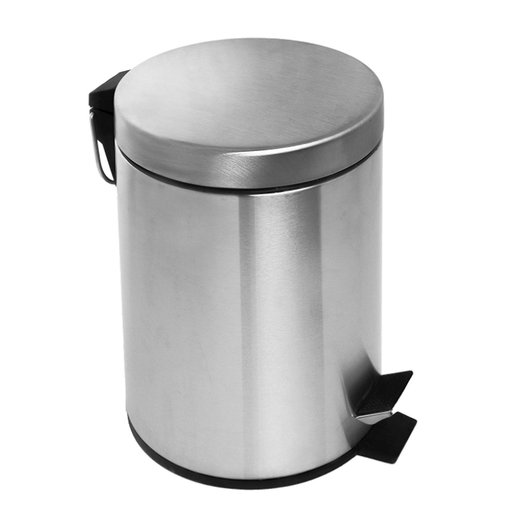 Mini Round Foot Pedal Trash Can Stainless Steel Dustbin With Garbage Rubbish