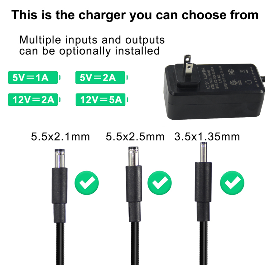 12V Universal Power Supply Adapter 1A 5A 3A Wall Plug In Type AC To DC