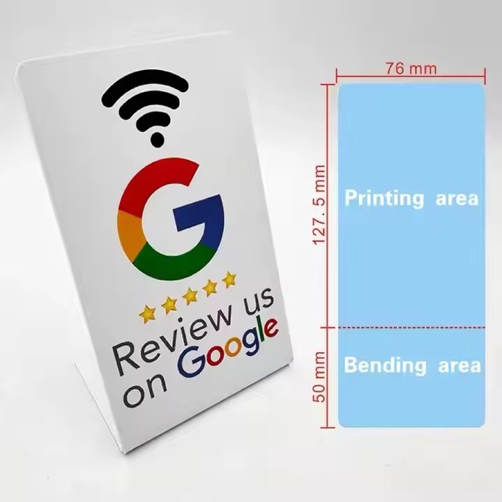 13.56MHz Frequency Custom Printed 10cm Round NFC Business Card Waterproof Google Review Sticker NFC Menu Plate with QR Code