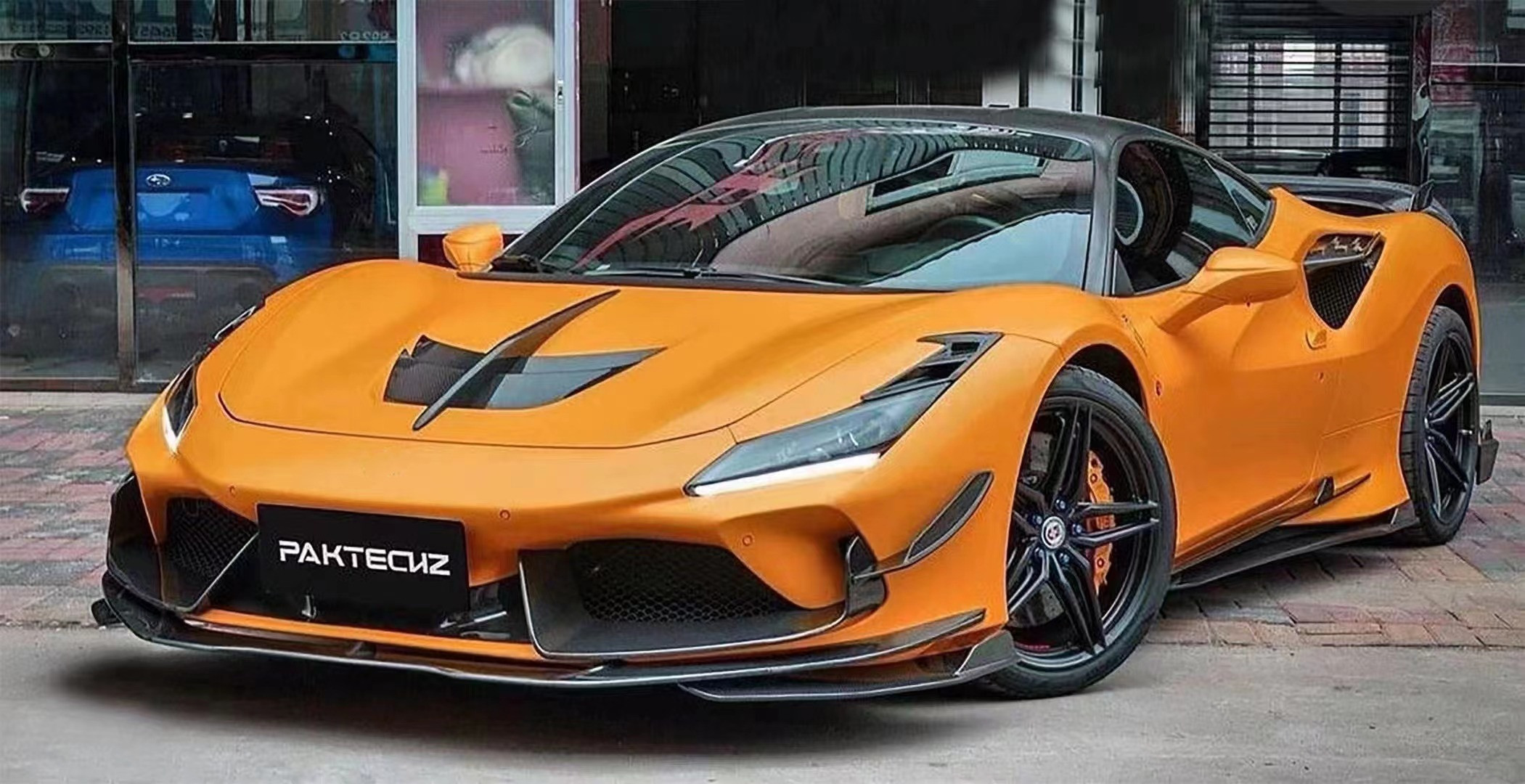Paktechz Style Carbon Fiber Kit for Ferrari F8 Carbon Fiber Body Kit Front Shovel Rear Diffuser Spoiler
