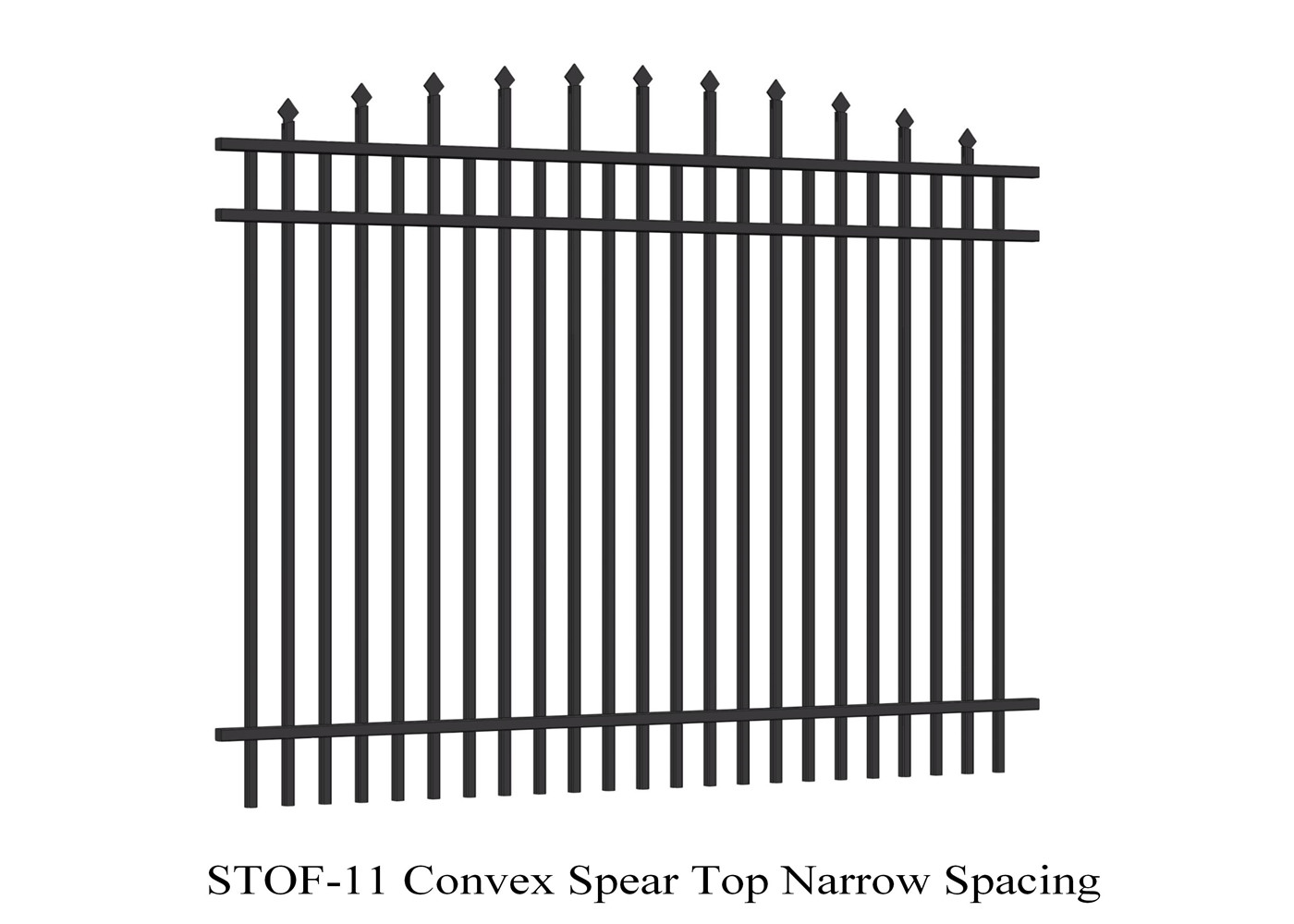 Convex Crimped Top Spear narrow Speacing Garrison Security Steel Fence Panels Height 2.4m Width 2.4m