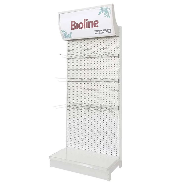 Factory Custom Size Color sell rak gondola pharmacy display rack blue supermarket shelf