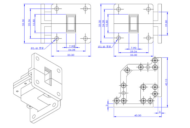 Black 13.75-14.5ghz Rf Waveguide Filter Low Insertion Loss Iso 9001 Approval