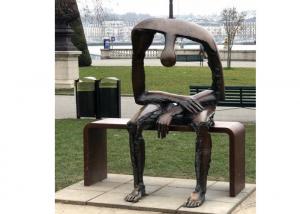 Buy cheap Life Size Bronze Statue Garden Sitting On Bench Abstract Lonely Man Sculpture product