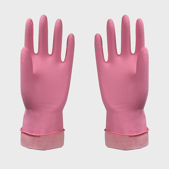 Pink Flock Lined Multi Purpose L50g Latex Cleaning Gloves