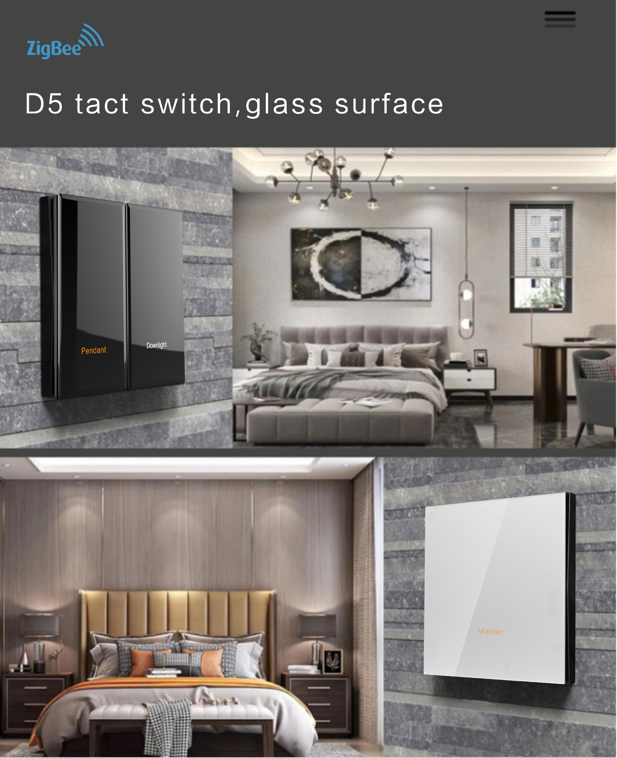 2 / 3 / 4 Conjoined Style Zigbee Wall Light Switch App Remote Control
