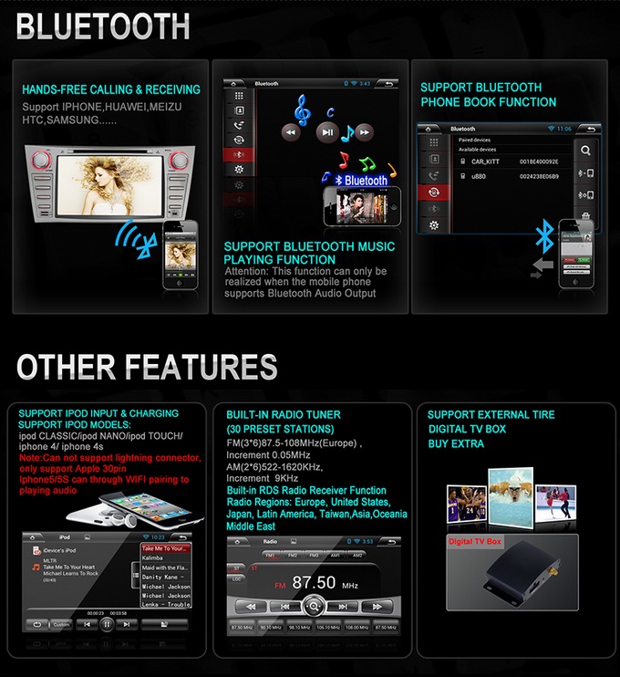Ouchuangbo Auto GPS Navigation for Toyota Camry 2007-2011 Android 4.2 Radio Stereo iPod BT DVD Player OCB-8811B
