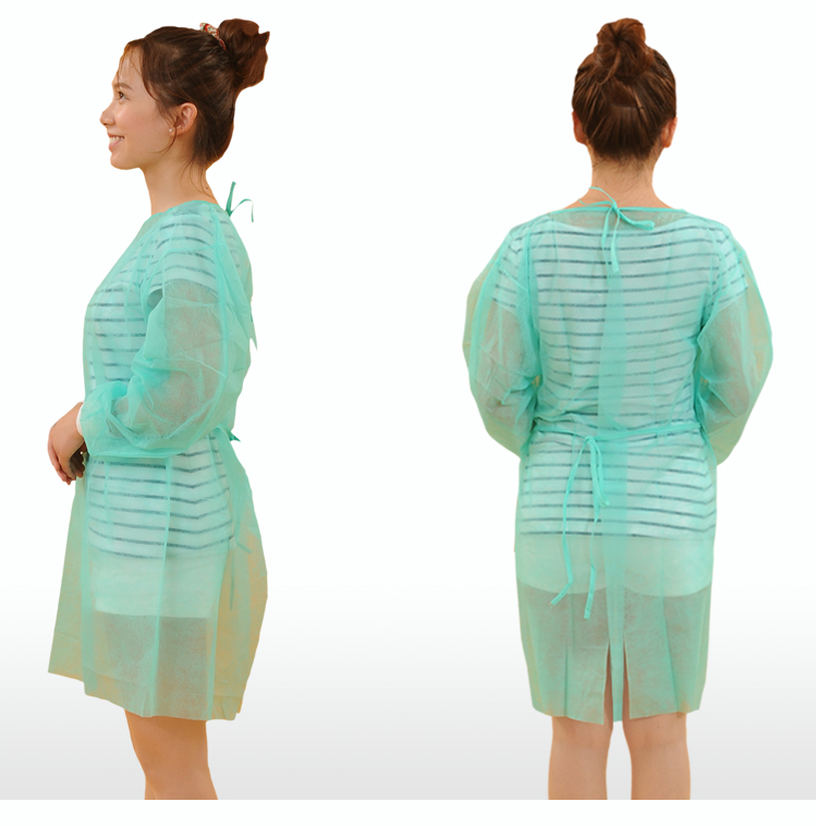 Factory price single use non woven isolation gown with knitted cuff