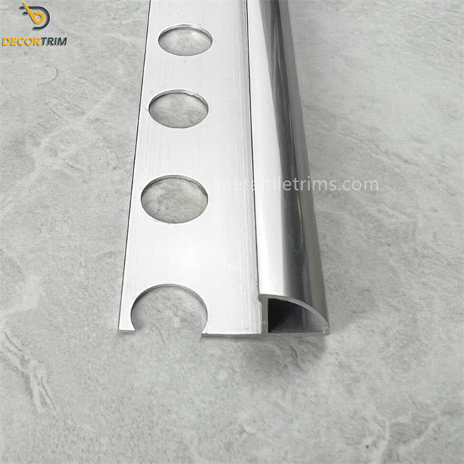 Tile Edge Trim Edging Tolerance 0.1mm Aluminum Tile Trim Silver Round Border