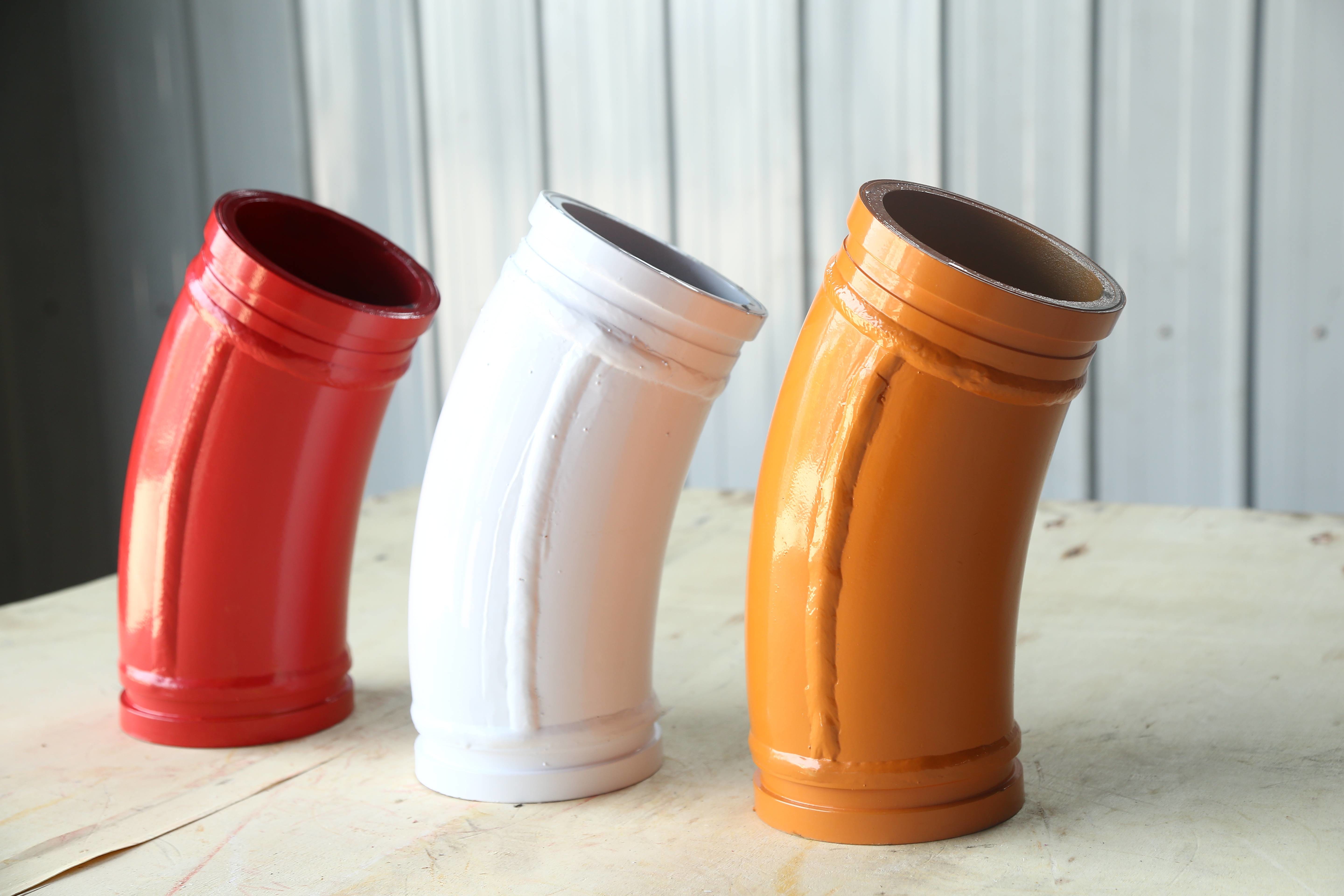 125*R460-30 Red White Orange Color Double Wear-resistant Material End elbow for Pump Trucks