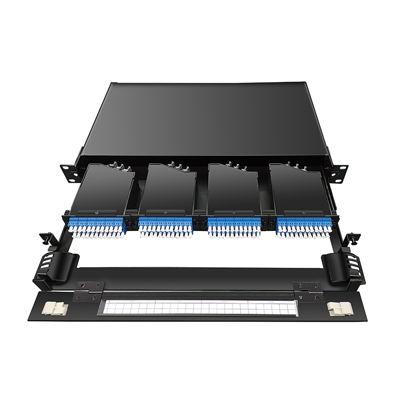 144 Cores 19" 1U MTP Fiber MPO Patch Panel With 4pcs OM3 MTP-LC Cassettes