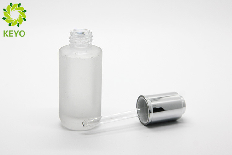 Frosted Glass Foundation Bottle , 30ml Glass Dropper Bottles For Essential Serum