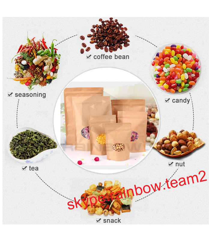 OEM Kraft Paper Mylar Zipper Food Bag Stand Up Pouch Packaging