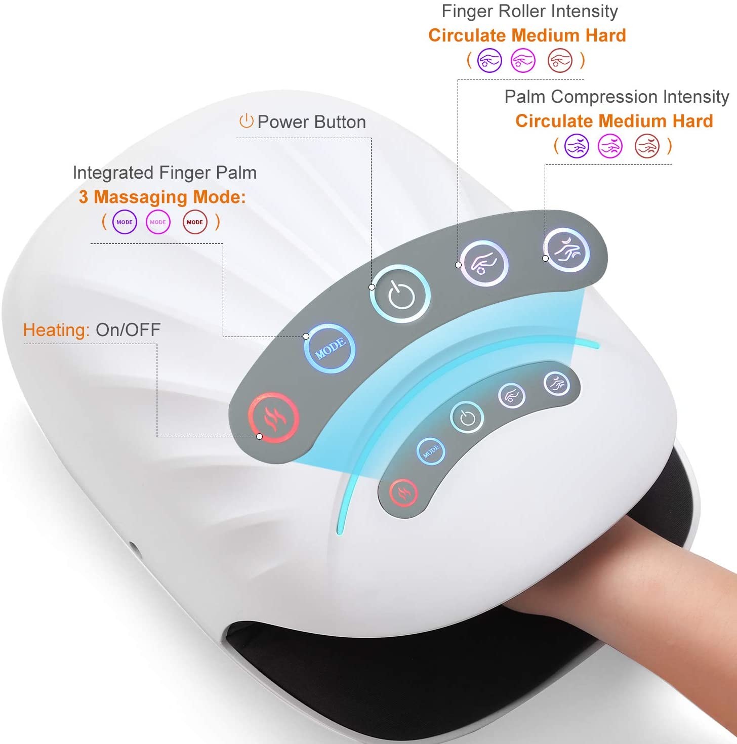 Air Pressure Cordless Hand Massager Finger Roller Blood Circulation 240V
