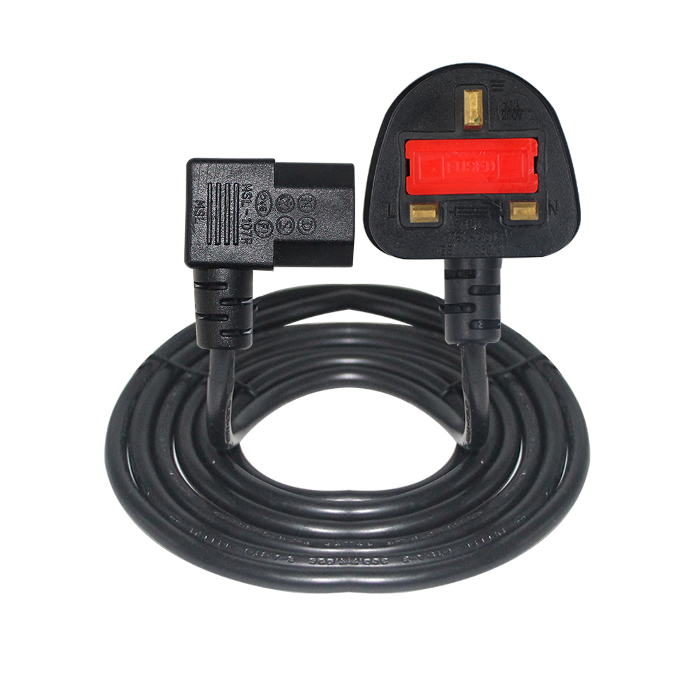 5m Cplug Reducer B Uk Plug To Iec 90 Degree C13 Power Cord with Pure Copper Conductor