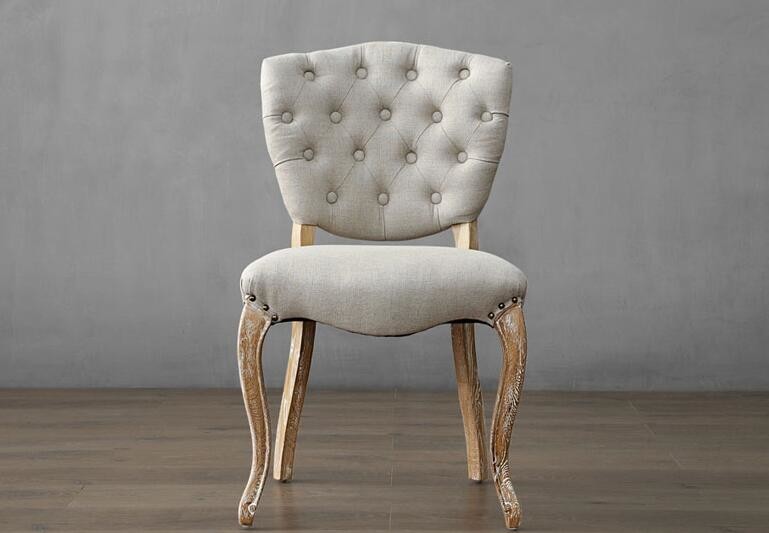 Event rental wedding chair button tufted wooden chair event linen fabric chair with nails