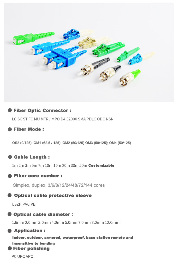 SC UPC-LC UPC Fiber Optic Patch Cord Multi Mode Simplex 3.0mm Lzsh Cable