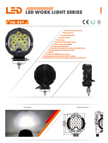 IP67 Vehicle LED Work Lights Auxiliary Driving Lights For Motorcycles