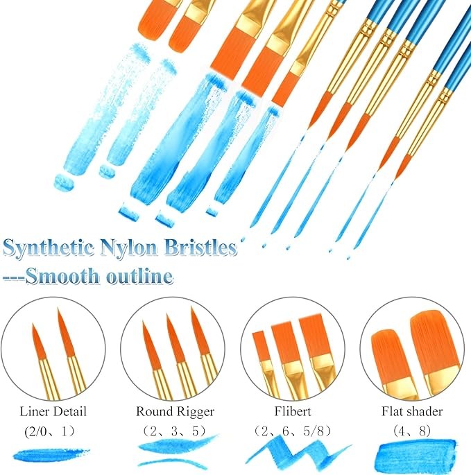 Multi Shaped Wooden Art Brushes Set For Acrylic Oil Watercolor Gouache Painting