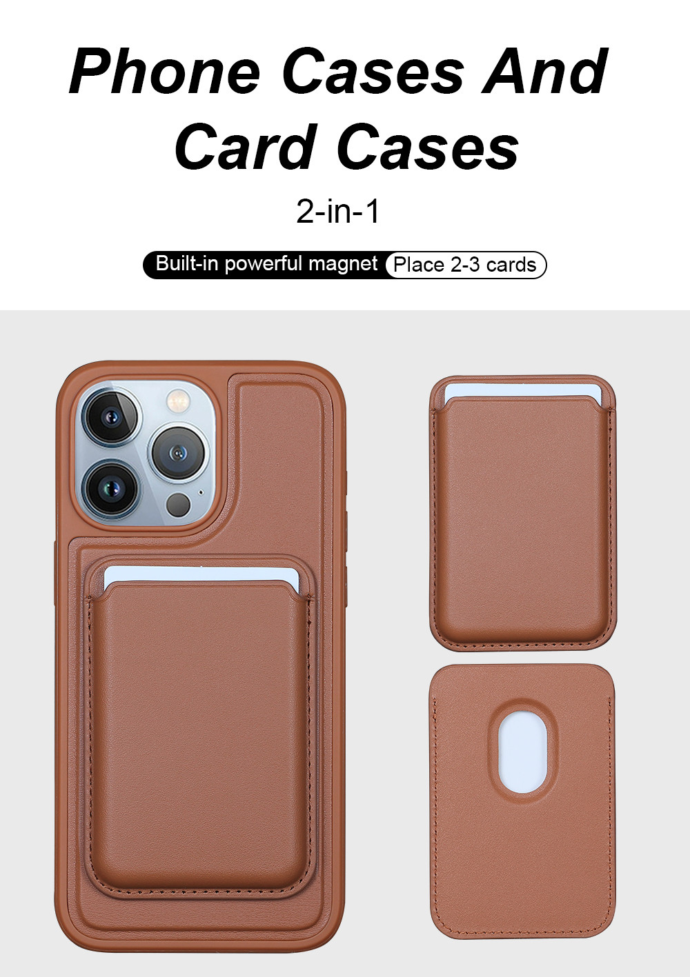 Custom Leather Magnetic Card Holder Wallet Shockproof For IPhone Samsung