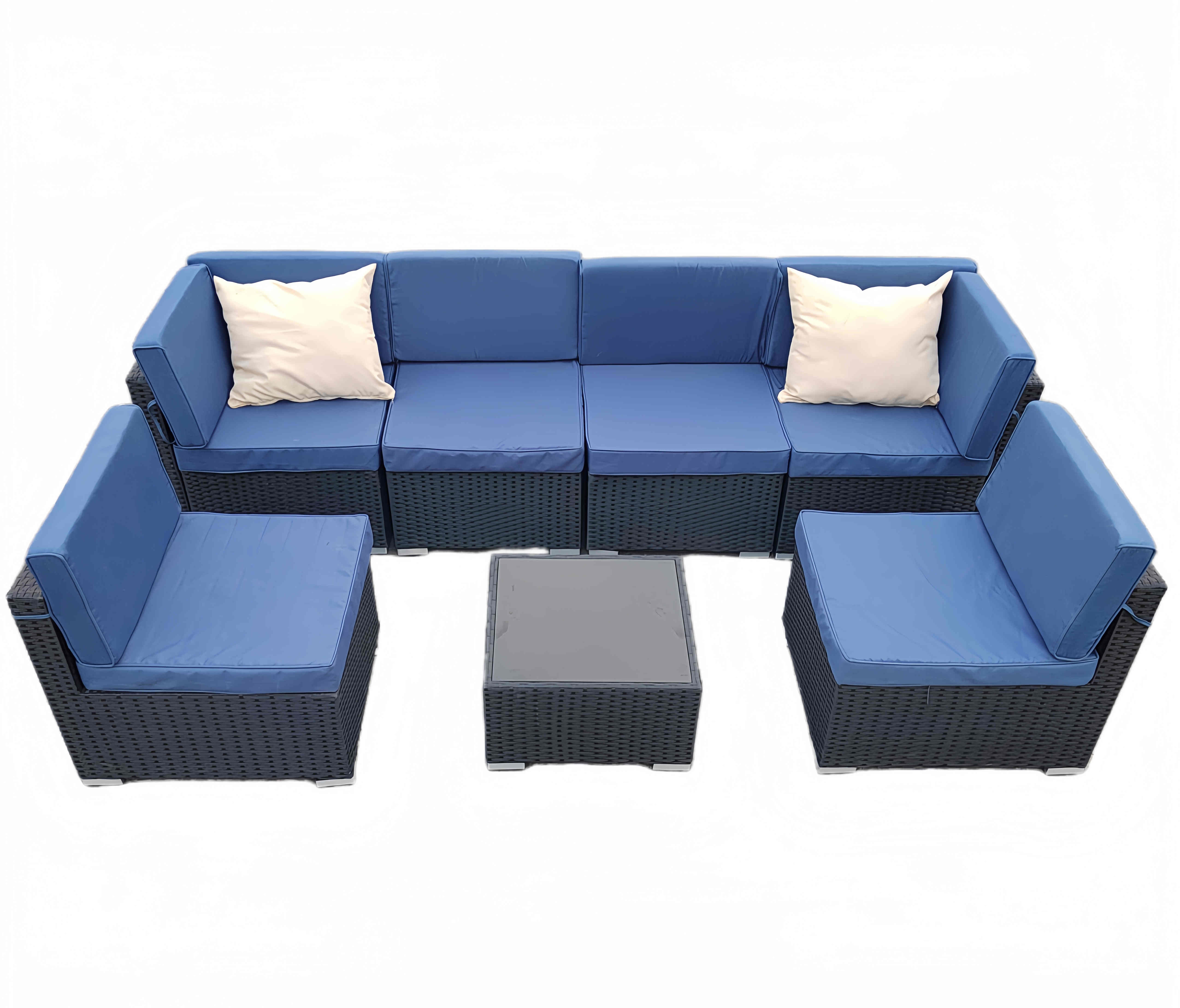 Modern Free combination Rattan Sofa Settee Table Chairs Sets UV And Waterproof For Outdoor Indoor Relaxation Furniture