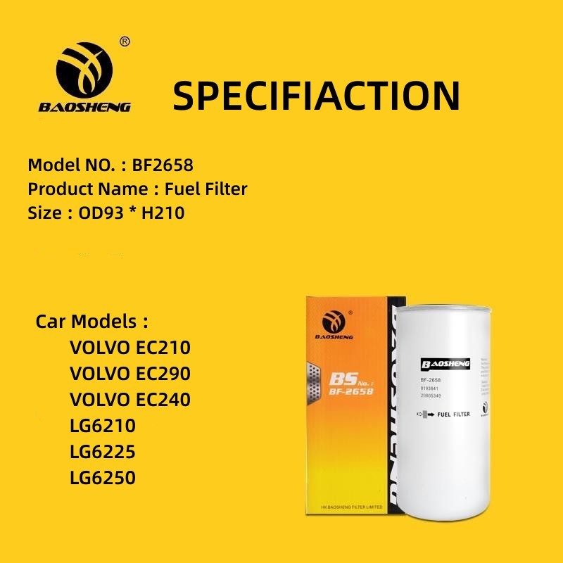 8193841 Excavator Fuel Filter For EC210 / EC290 / EC240