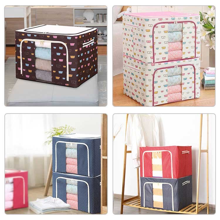 Reusable Cube Fabric Household Storage Containers With Zippers Foldable Length 40cm