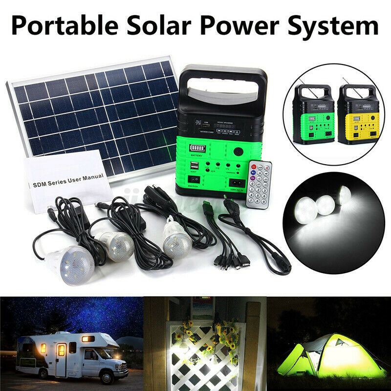 7500mah 10W 6V Solar Panel Energy System Indoor Solar Lighting Kits With MP3 FM Radio