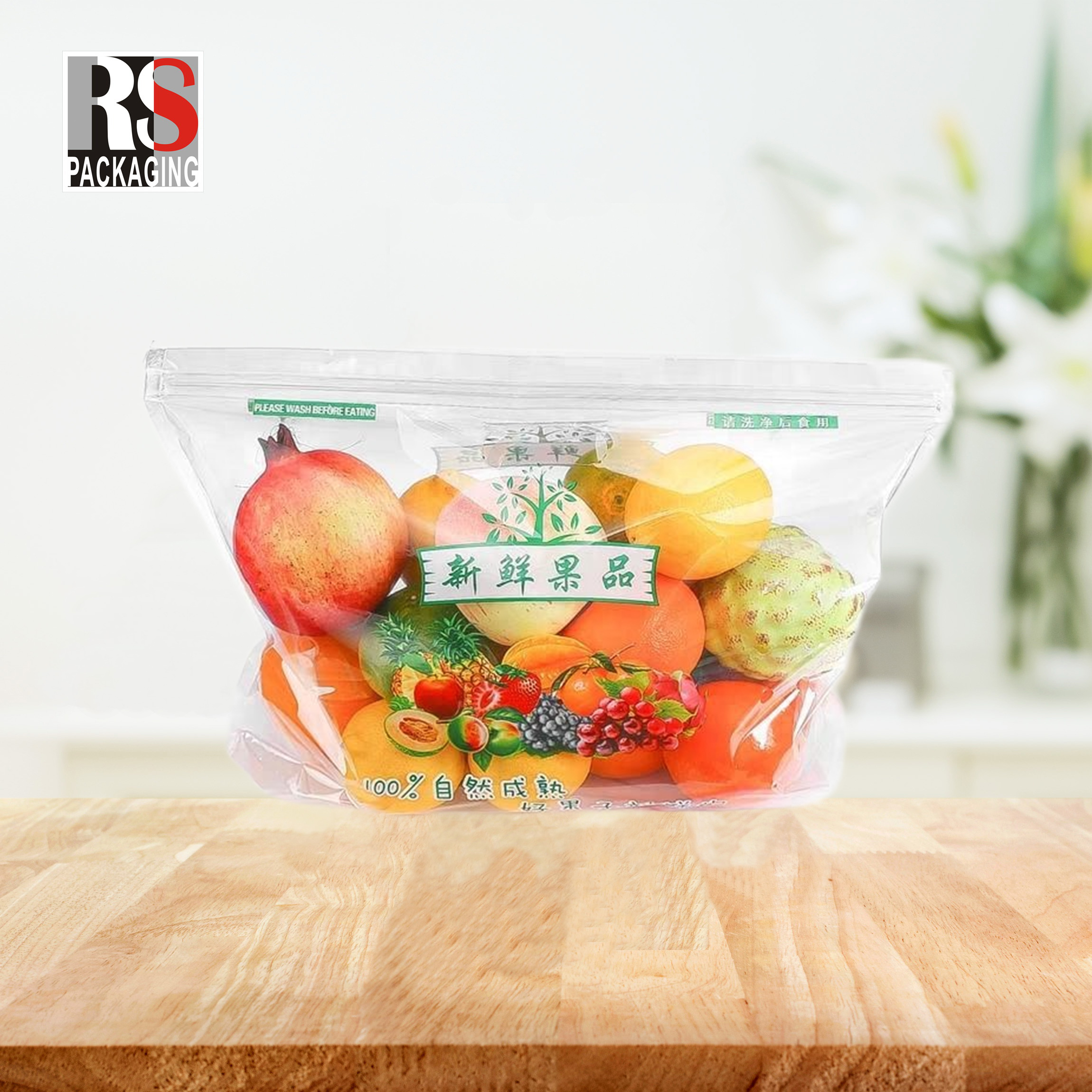 Recyclable Micro Perforated Reusable Lettuce Bags For Fruit And Vegetable Packaging