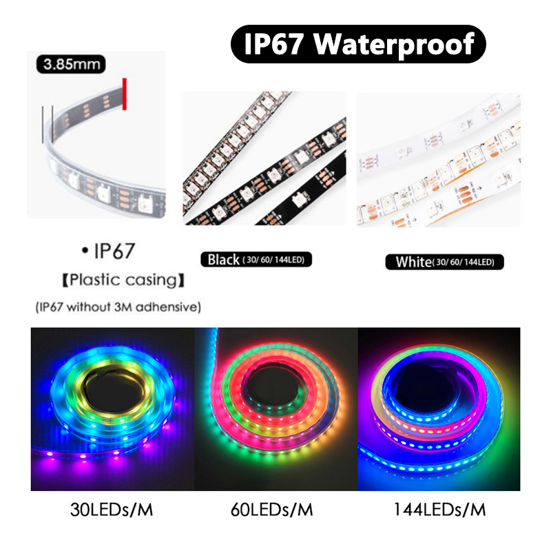 RGB Changeable Color 5050 LED Strip Lights Individually Addressable Ws2812