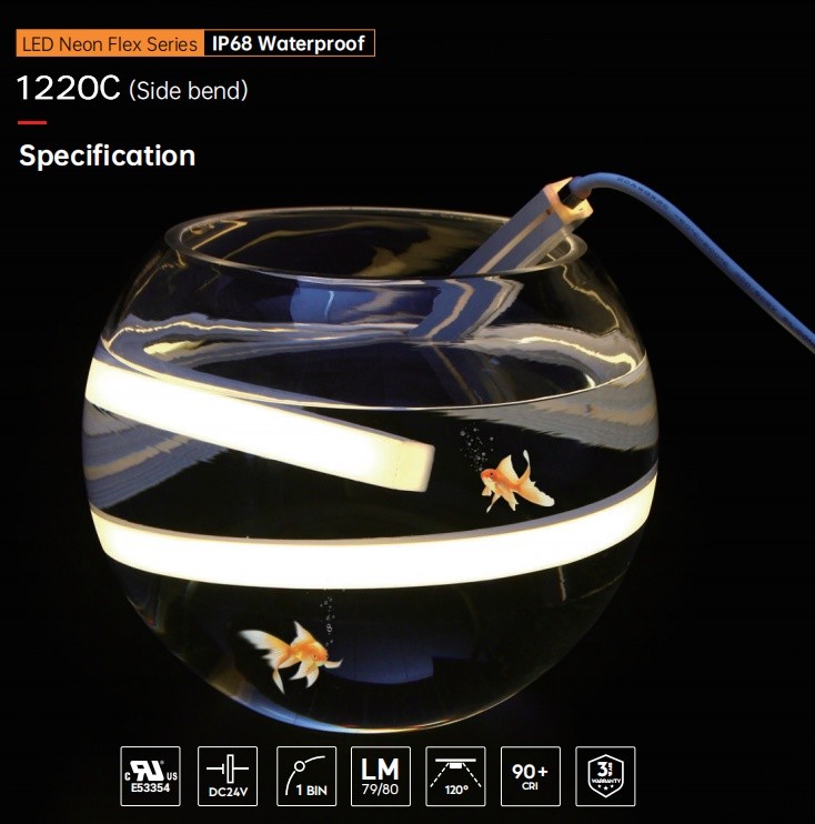 24V Swimming Pool Neon Lights Flexible Waterproof High Brightness And Luminous Efficacy