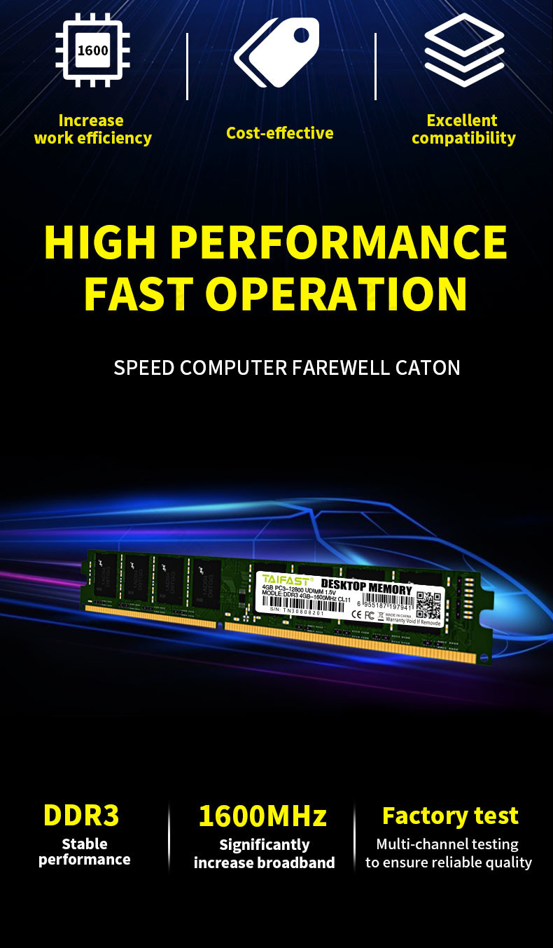 2GB PC DDR3 Ram For Desktop PC3-12800 Memory Ram Taifast 1600MHZ 1.5V