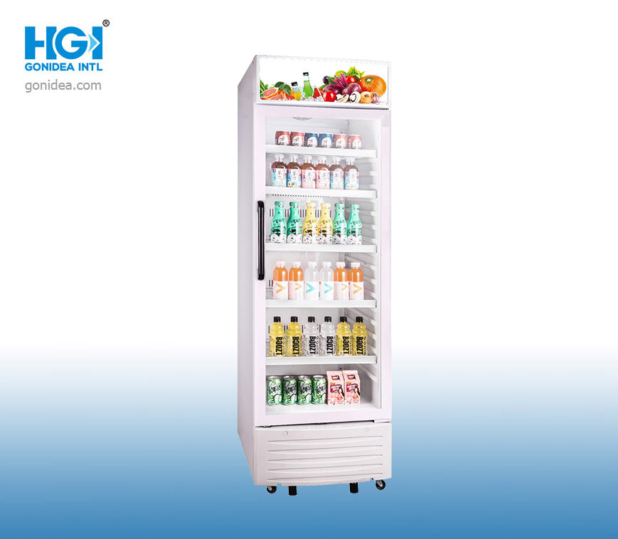 Vertical Fan Cooling Optional Three Glass Door Upright Refrigerating Showcase