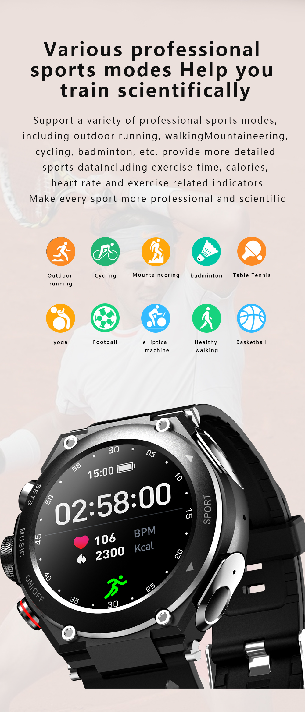 Wireless Earbuds and Local Music Smart Bracelet with TWS Smart Watch IPS Screen