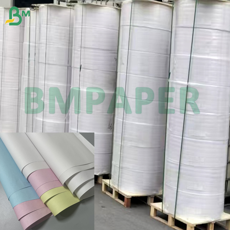 50-120gsm Clear Image Coated Carbonless NCR Copy Paper  CB / CF / CFB Rolls for Invoices and Receipts Bill printing