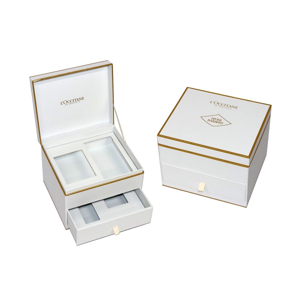 Multifunctional Cosmetic Gift Boxes Two Tiers With Grosgrain Ribbon
