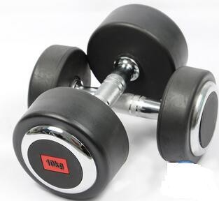 Logo Available Gym Fitness Dumbbell / Round Rubber Dumbbells For Gym Exercises