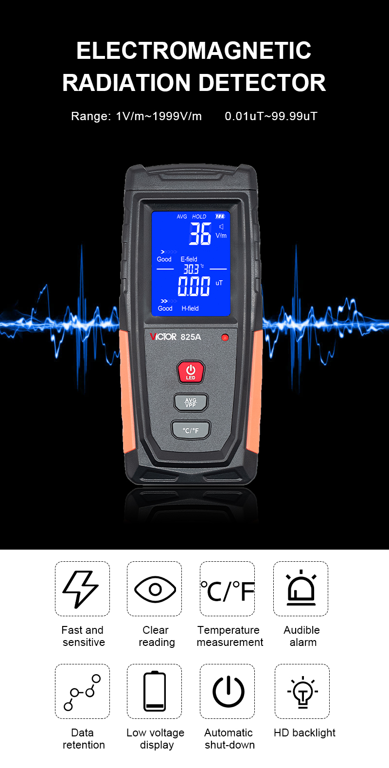 3500MHz Multifunction Environment Meters Digital Electromagnetic Radiation Tester
