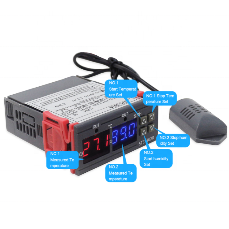 Digital Thermoregulator Incubator AC 110V-220V STC-3028 Thermostat Hygrostat Temperature Humidity Controller