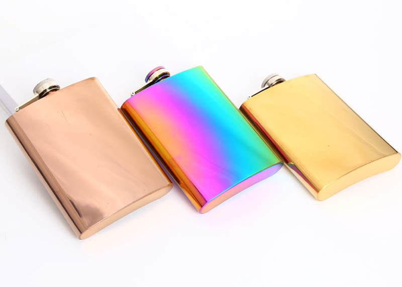 Colorful Kitchen Household Items 8oz Small Whiskey Flask Electroplated Seven Color