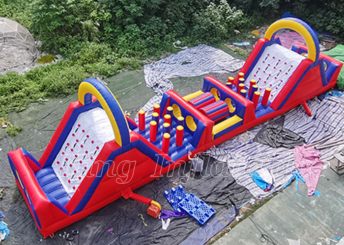 Outdoor Race Sport Game 18m Large Inflatable Obstacle Courses For Adults Rental