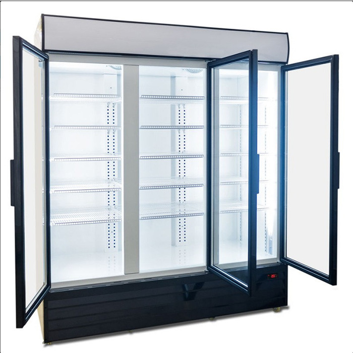 600W R134A CE glass door bottle cooler 220V 50Hz 3 Glass Door fridge