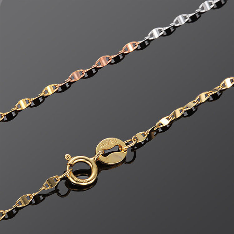 18K Yellow Gold Rose Gold White Gold Chain Necklace for Women Gift (NG015)