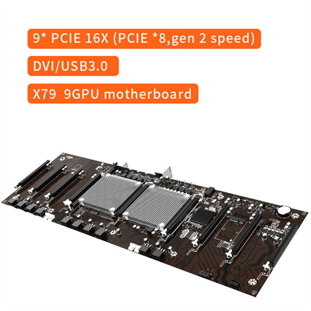 X79 9 GPU Motherboard For Rtx3060 Dedicated Graphics Card Full Speed 48mh/S 65mm Slot