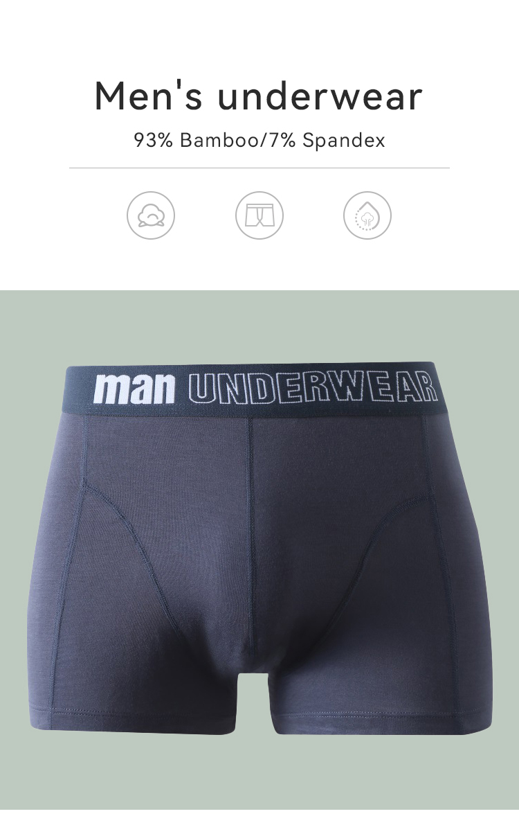 Breathable Mid Rise Plus Size Boxers Underwear Bamboo Mens Underwear Boxer Briefs