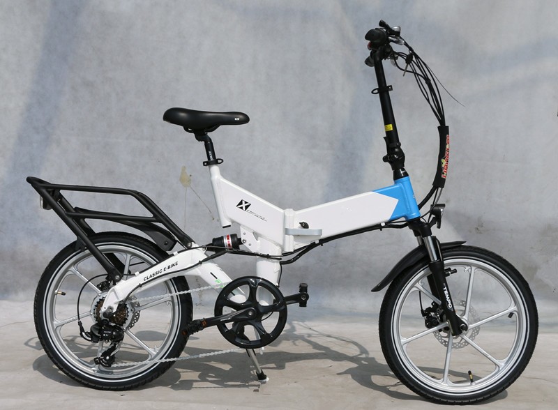20 Inch Electric Bicycle With Pedal Assist 36V White Folding Electric Bike