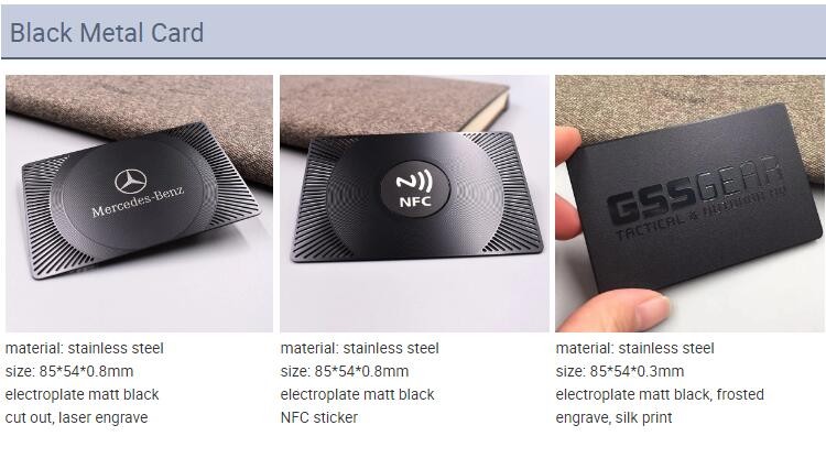 Personalized Stainless Steel Metal Card , Contactless NFC Business Cards for Qr Code Brushed